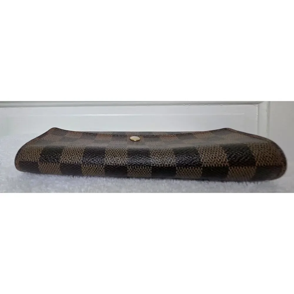 Louis Vuitton Damier Ebene Long Wallet, Logo, Card Slots, Zip Coin